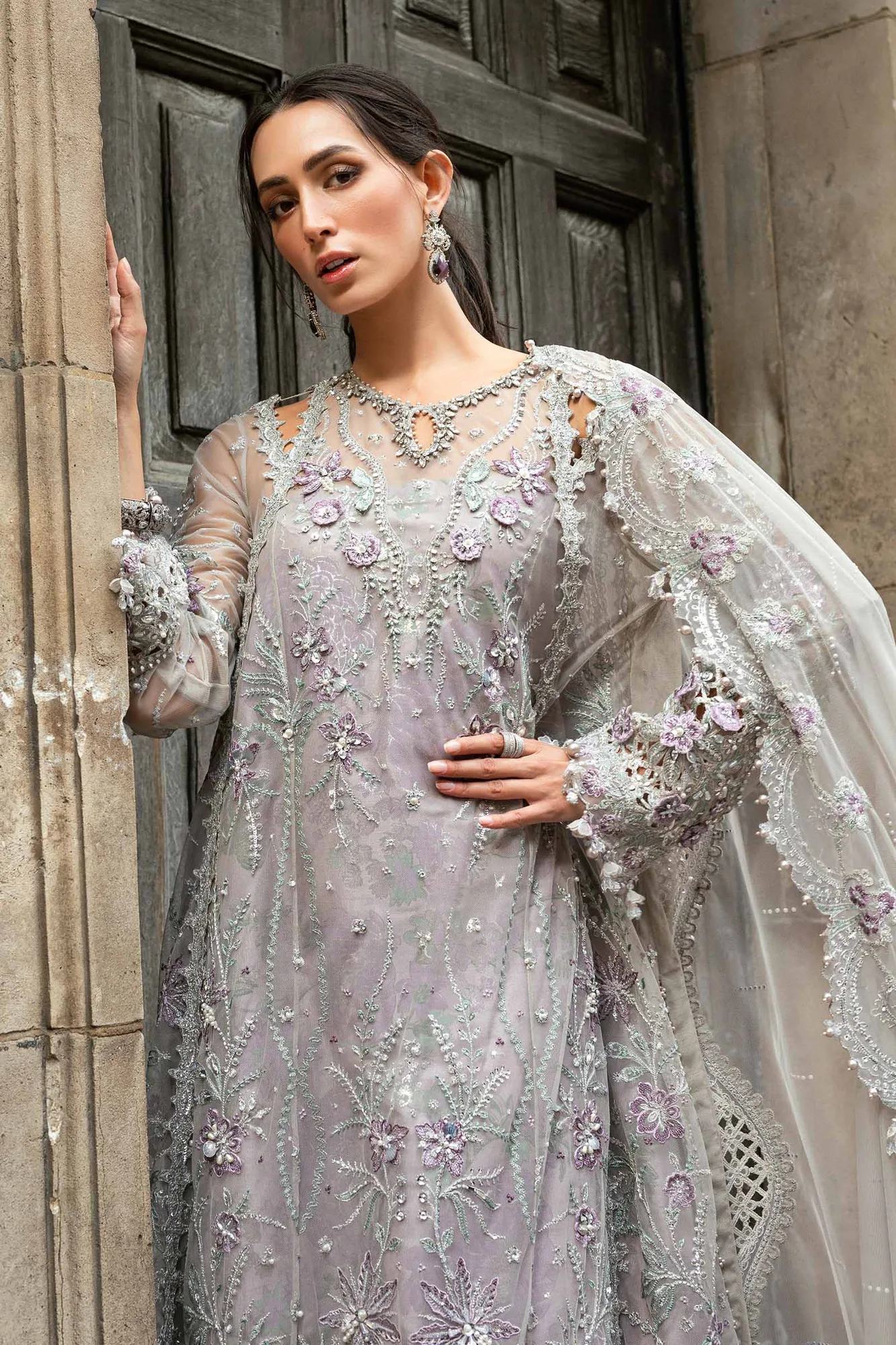 Maria B Grey Raw Silk – view 3 – Poshaq