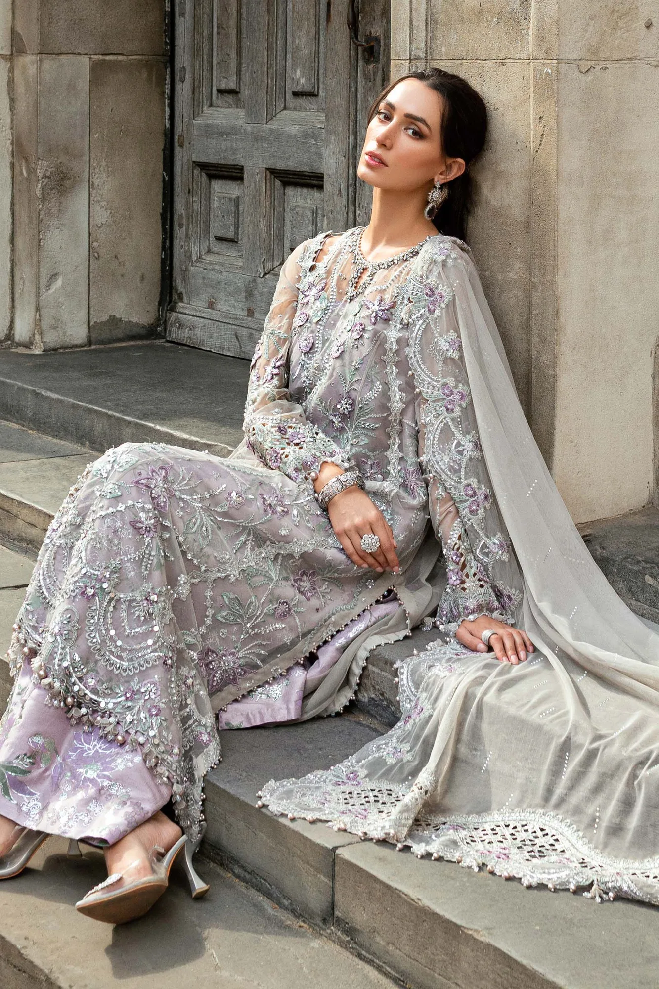 Maria B Grey Raw Silk – view 5 – Poshaq