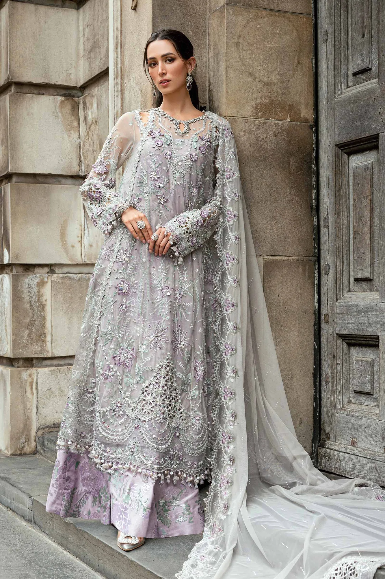 Maria B Grey Raw Silk – view 6 – Poshaq