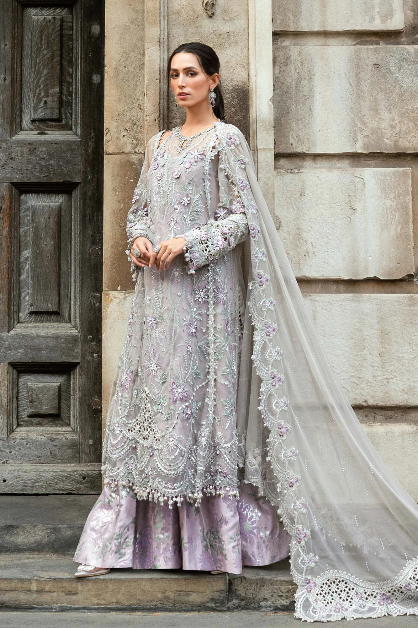 Maria B Grey Raw Silk – view 7 – Poshaq
