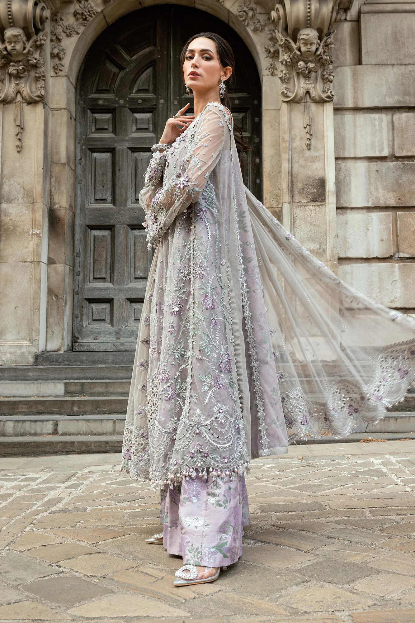 Maria B Grey Raw Silk – view 8 – Poshaq