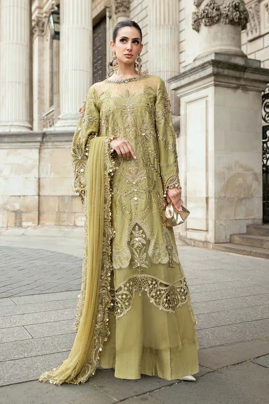 Maria B Green Raw Silk – view 1 – Poshaq