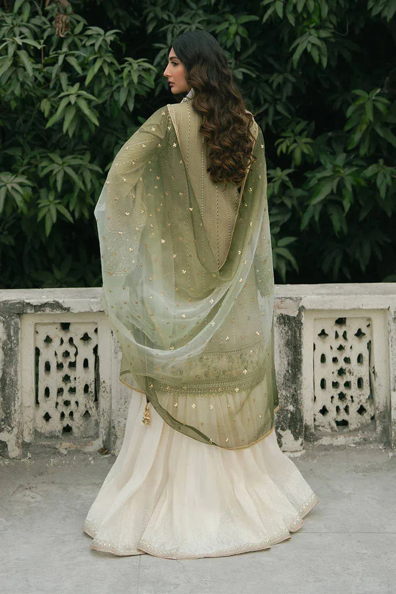 MNR Ashiyana Festive Eid Collection 25 Olive Organza – view 2 – Poshaq