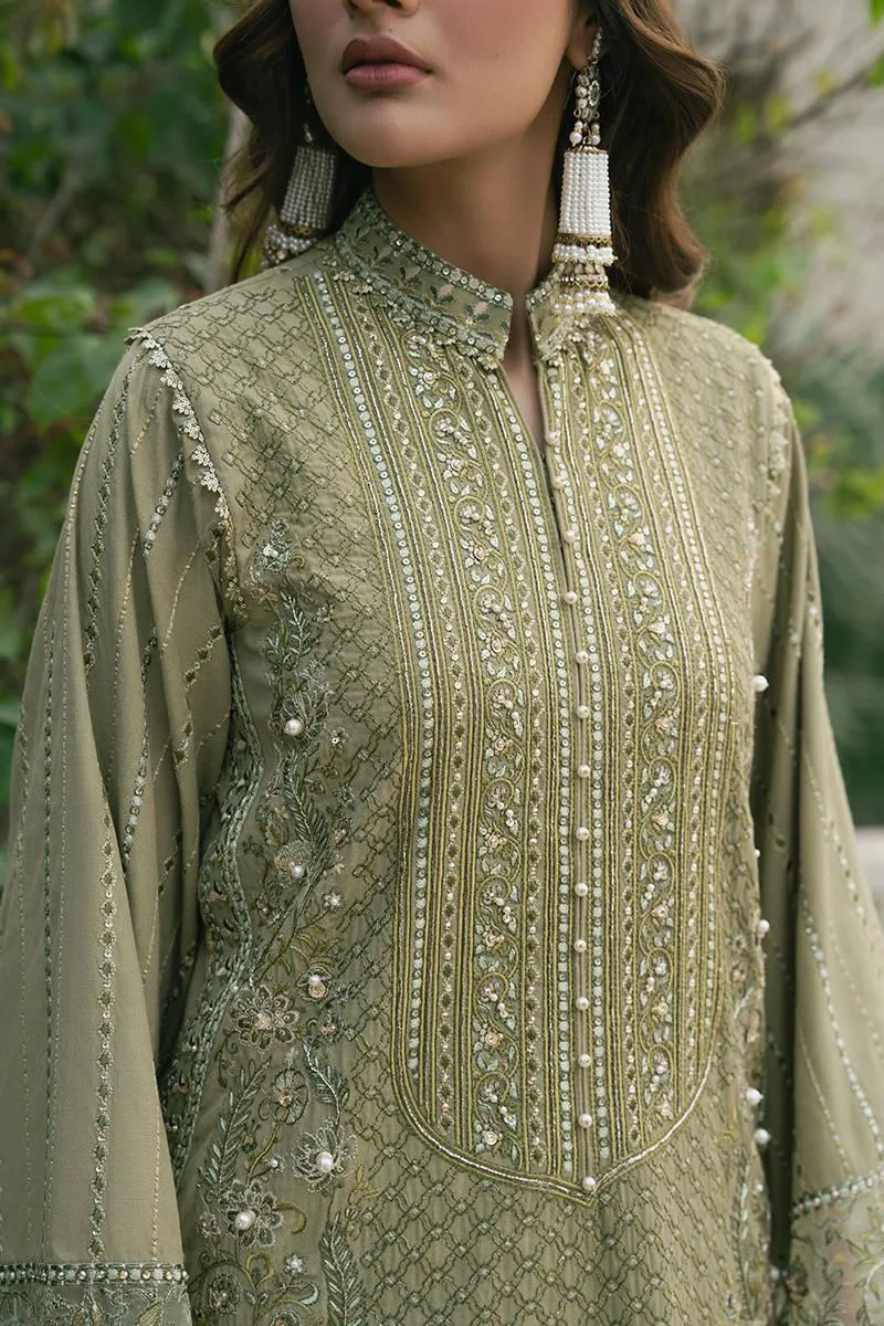 MNR Ashiyana Festive Eid Collection 25 Olive Organza – view 3 – Poshaq