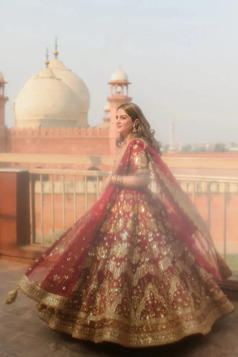 MNR Zarlish Festive 25 Red Raw Silk – view 2 – Poshaq