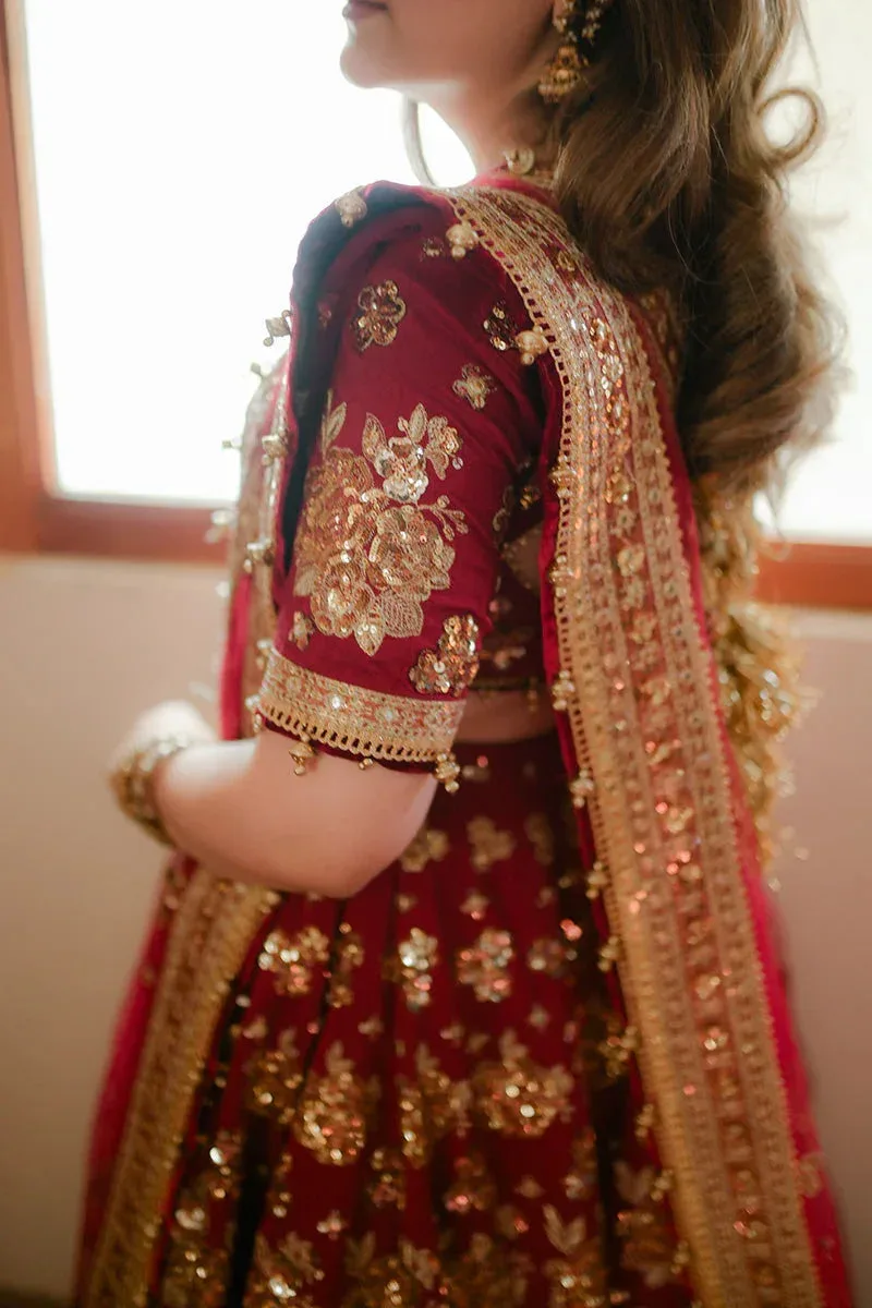 MNR Zarlish Festive 25 Red Raw Silk – view 5 – Poshaq