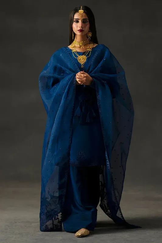 MNR Baano Summer Festive 25 royal blue Silk – view 1 – Poshaq