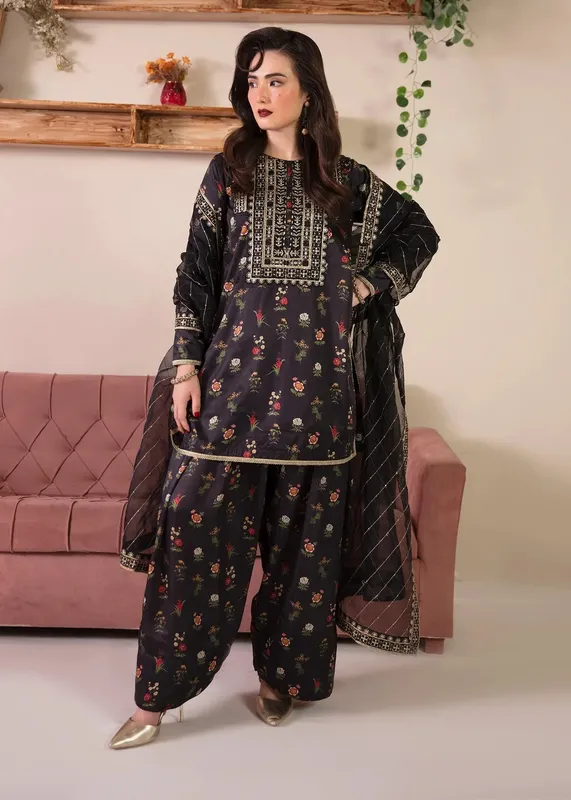 MNR Ankh Macholi Festive Edit Deep Purple Organza – view 1 – Poshaq