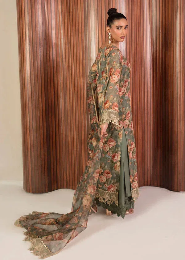MNR Ankh Macholi Festive Edit Greenish Gray Raw Silk – view 3 – Poshaq