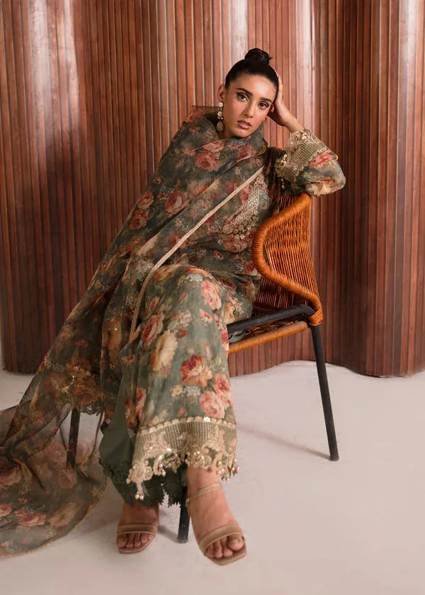 MNR Ankh Macholi Festive Edit Greenish Gray Raw Silk – view 4 – Poshaq