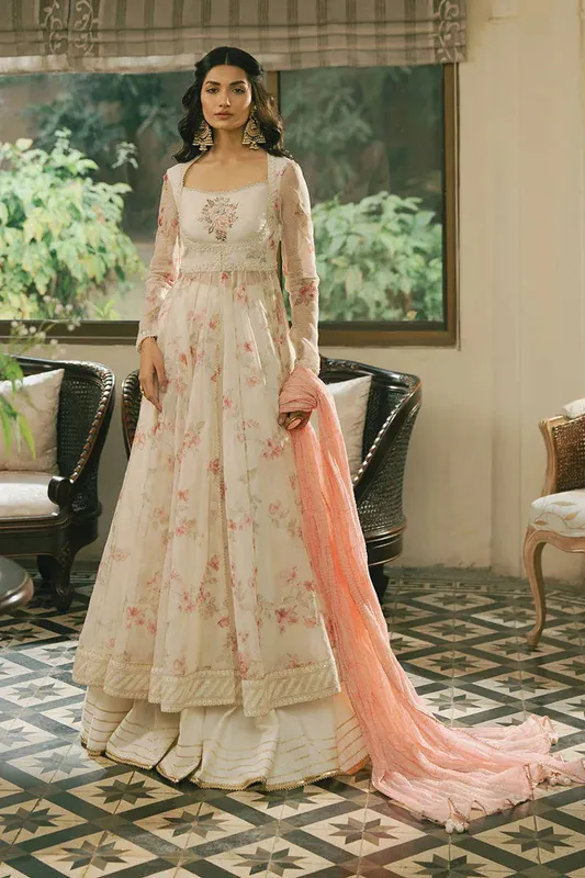 MNR Ashiyana Festive Eid Collection 25 White Karandi – view 1 – Poshaq