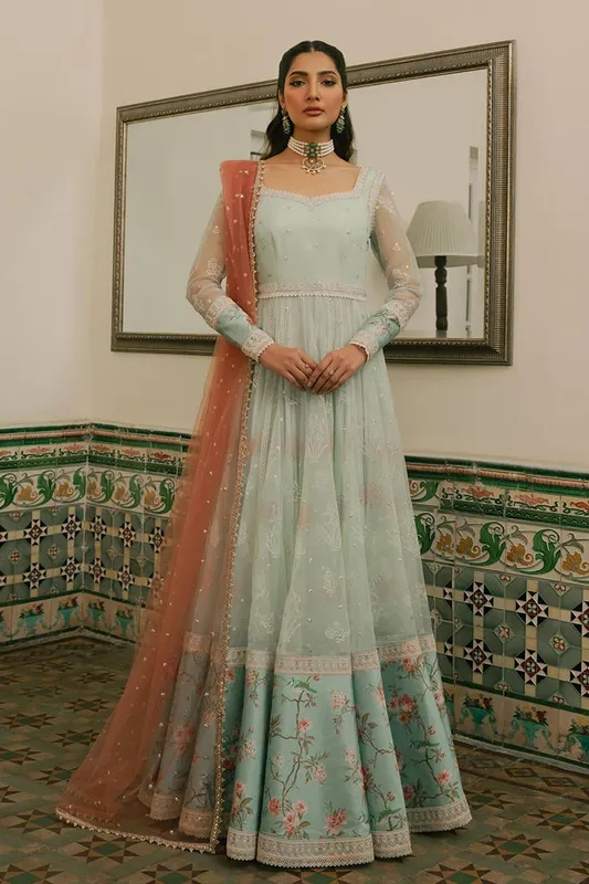 MNR Ashiyana Festive Eid Collection 25 Green Organza – view 1 – Poshaq