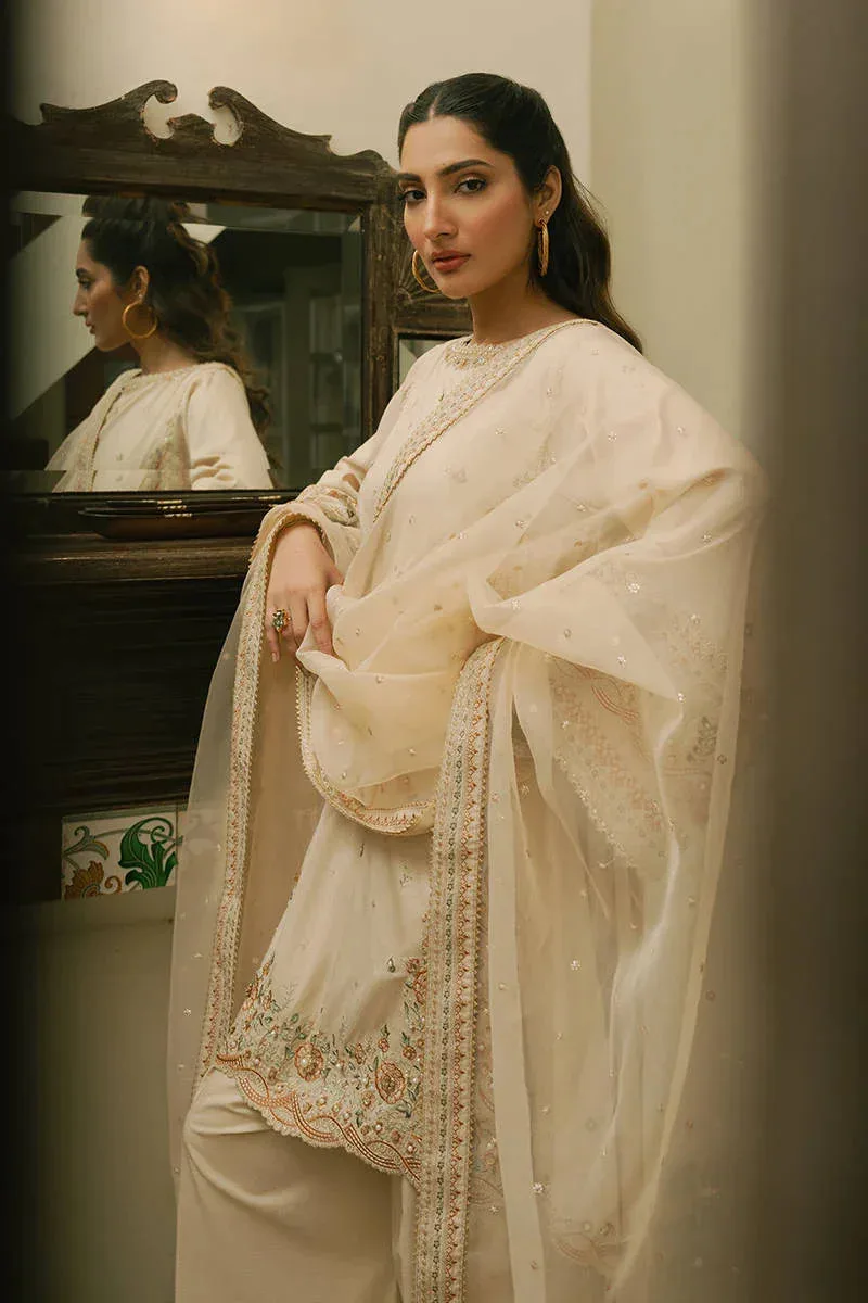MNR Ashiyana Festive Eid Collection 25 Beige Organza – view 4 – Poshaq