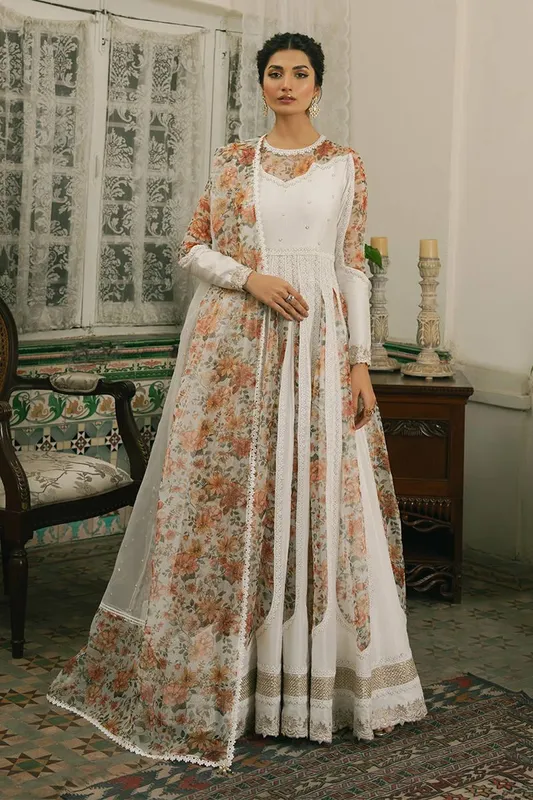 MNR Ashiyana Festive Eid Collection 25 White Organza – view 1 – Poshaq
