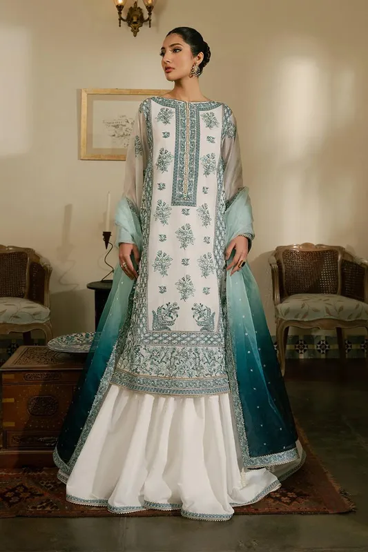 MNR Ashiyana Festive Eid Collection 25 White Organza – view 1 – Poshaq
