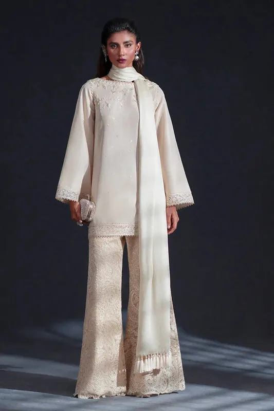 MNR Chai Coffee Luxury Pret Ivory Silk – view 1 – Poshaq