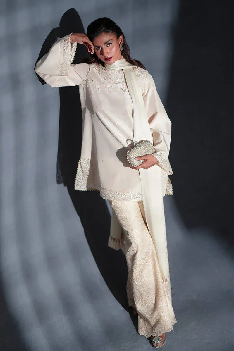 MNR Chai Coffee Luxury Pret Ivory Silk – view 3 – Poshaq