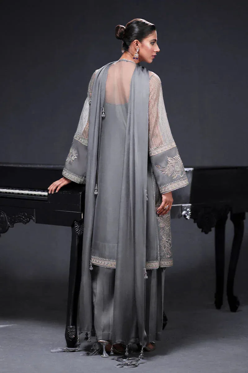 MNR Chai Coffee Luxury Pret Grey Organza – view 2 – Poshaq