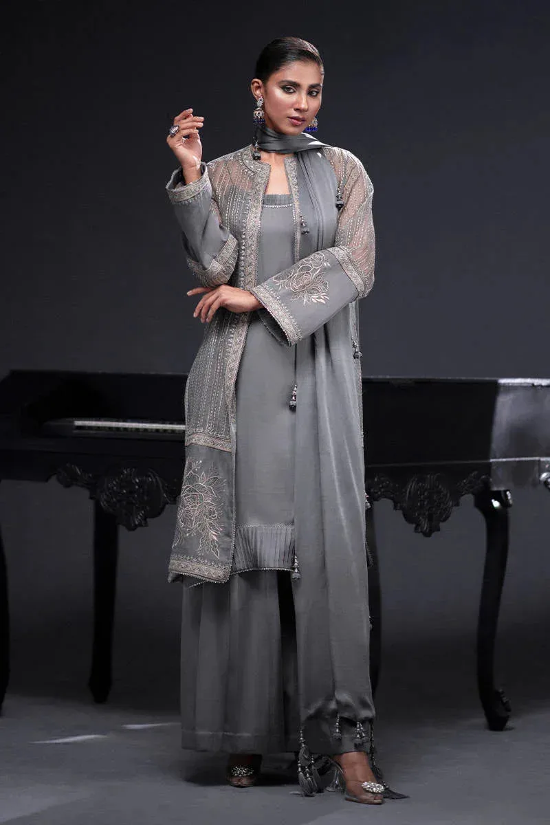 MNR Chai Coffee Luxury Pret Grey Organza – view 4 – Poshaq