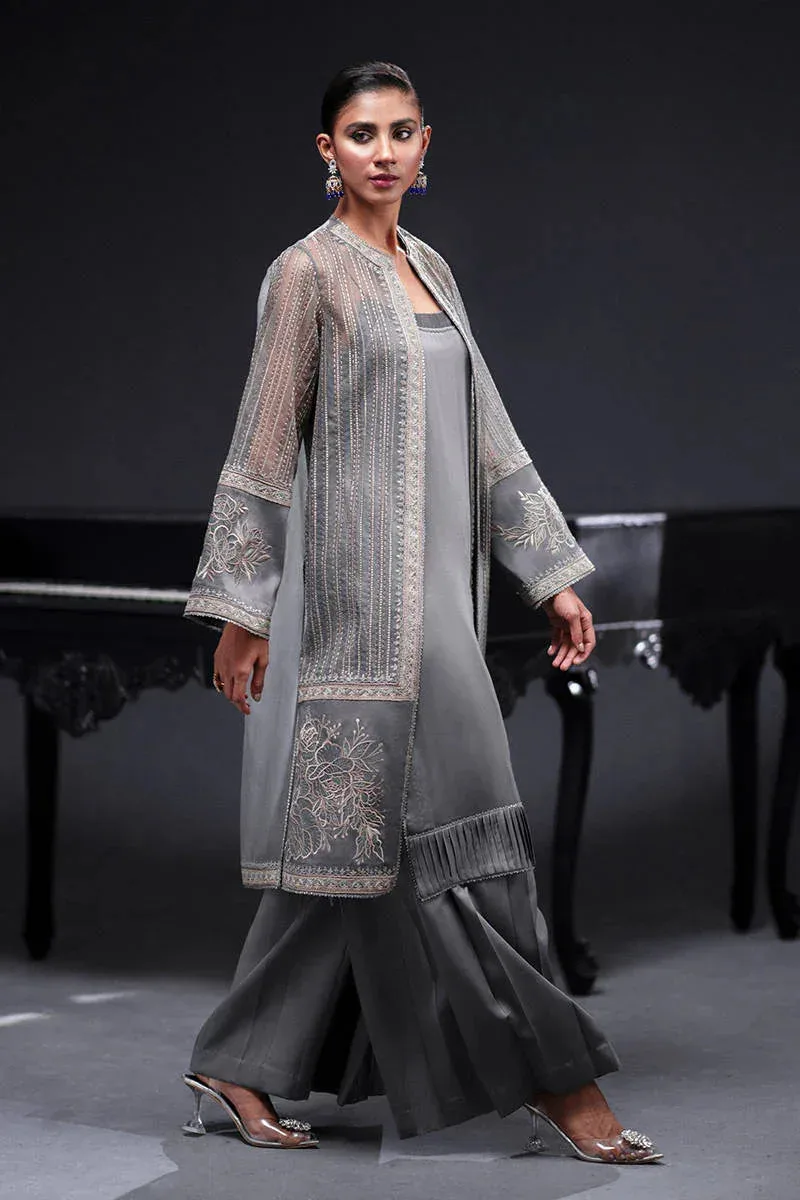 MNR Chai Coffee Luxury Pret Grey Organza – view 5 – Poshaq