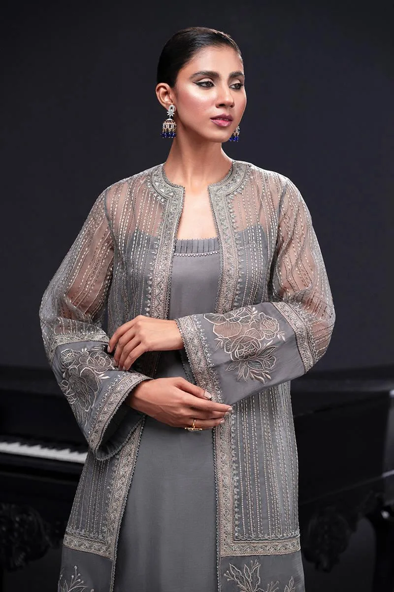 MNR Chai Coffee Luxury Pret Grey Organza – view 6 – Poshaq