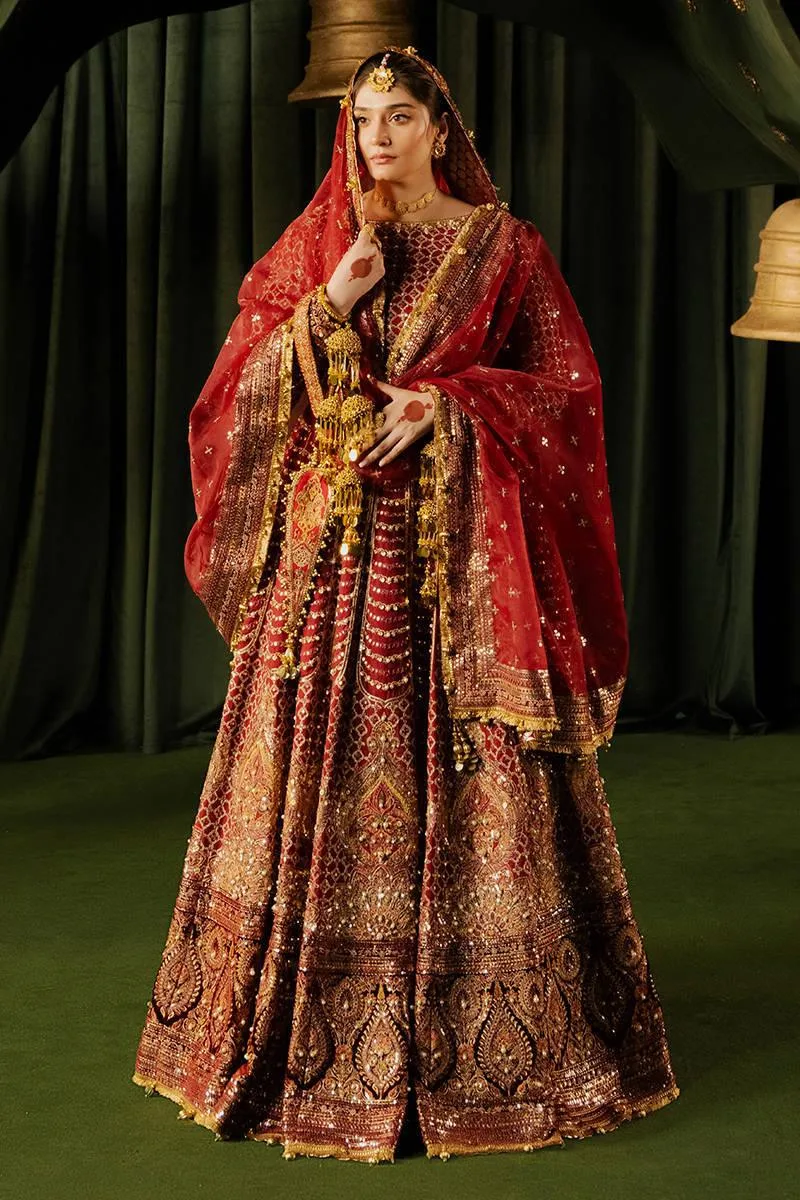 MNR Zarlish Festive Formals Maroon Organza – view 1 – Poshaq
