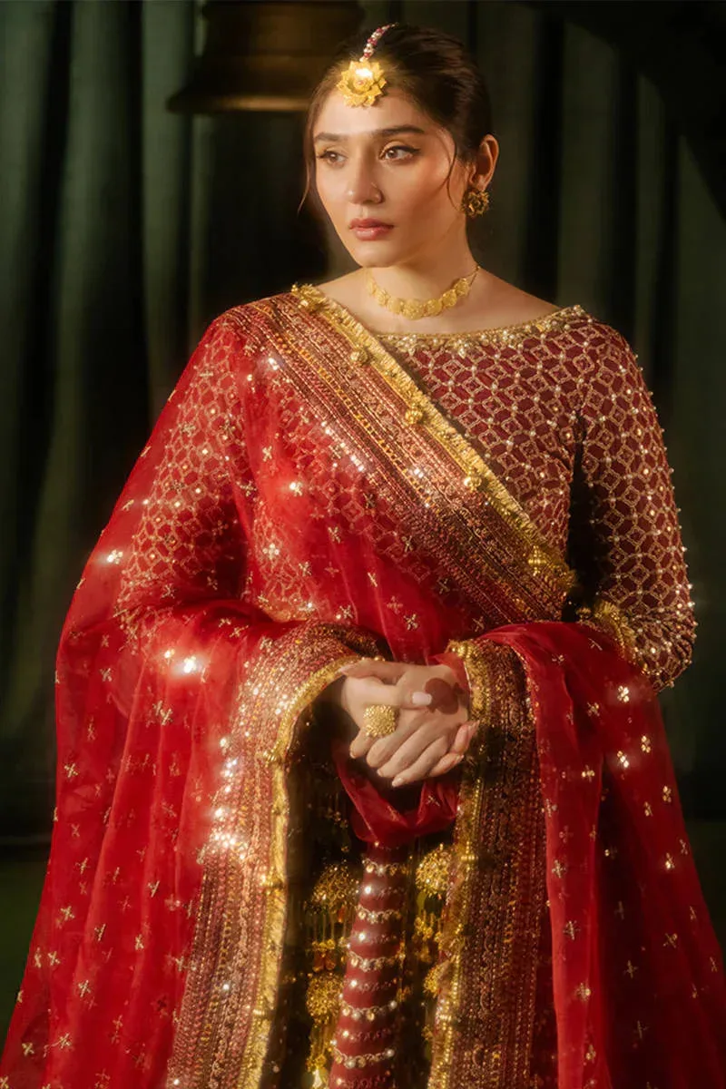 MNR Zarlish Festive Formals Maroon Organza – view 6 – Poshaq