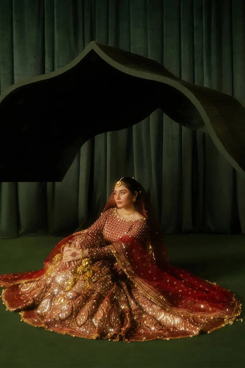 MNR Zarlish Festive Formals Maroon Organza – view 8 – Poshaq