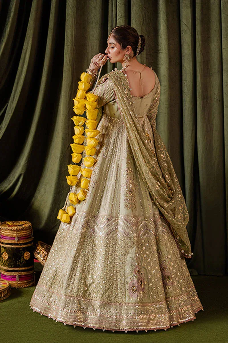 MNR Zarlish Festive Formals Pistachio Green Organza – view 2 – Poshaq