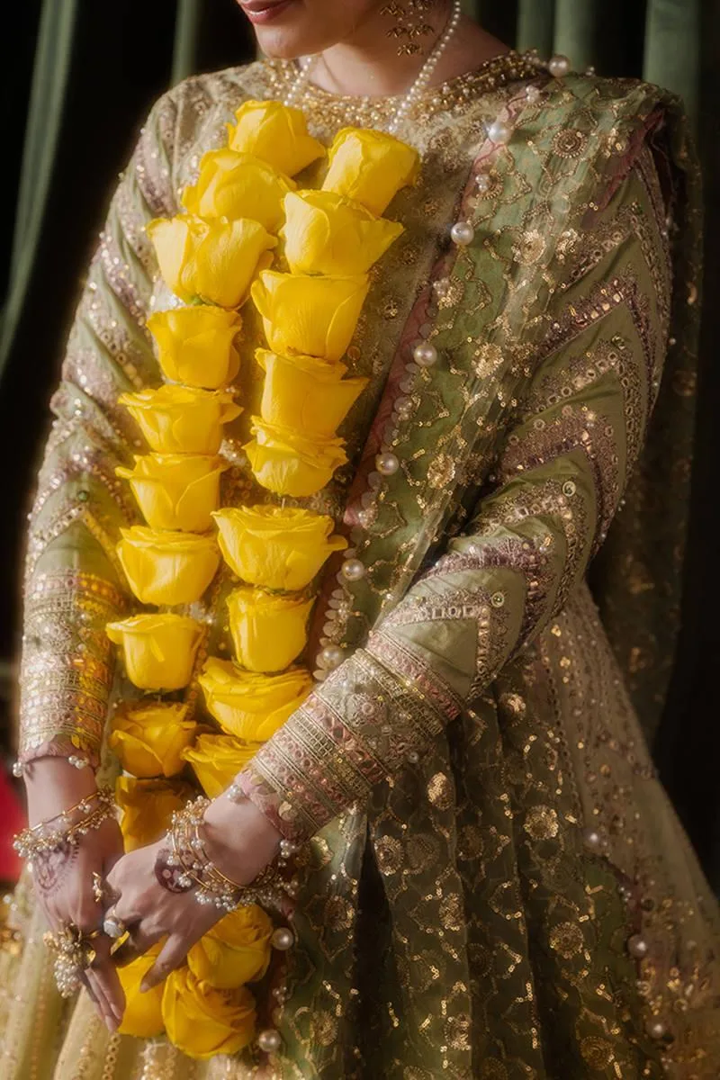MNR Zarlish Festive Formals Pistachio Green Organza – view 5 – Poshaq