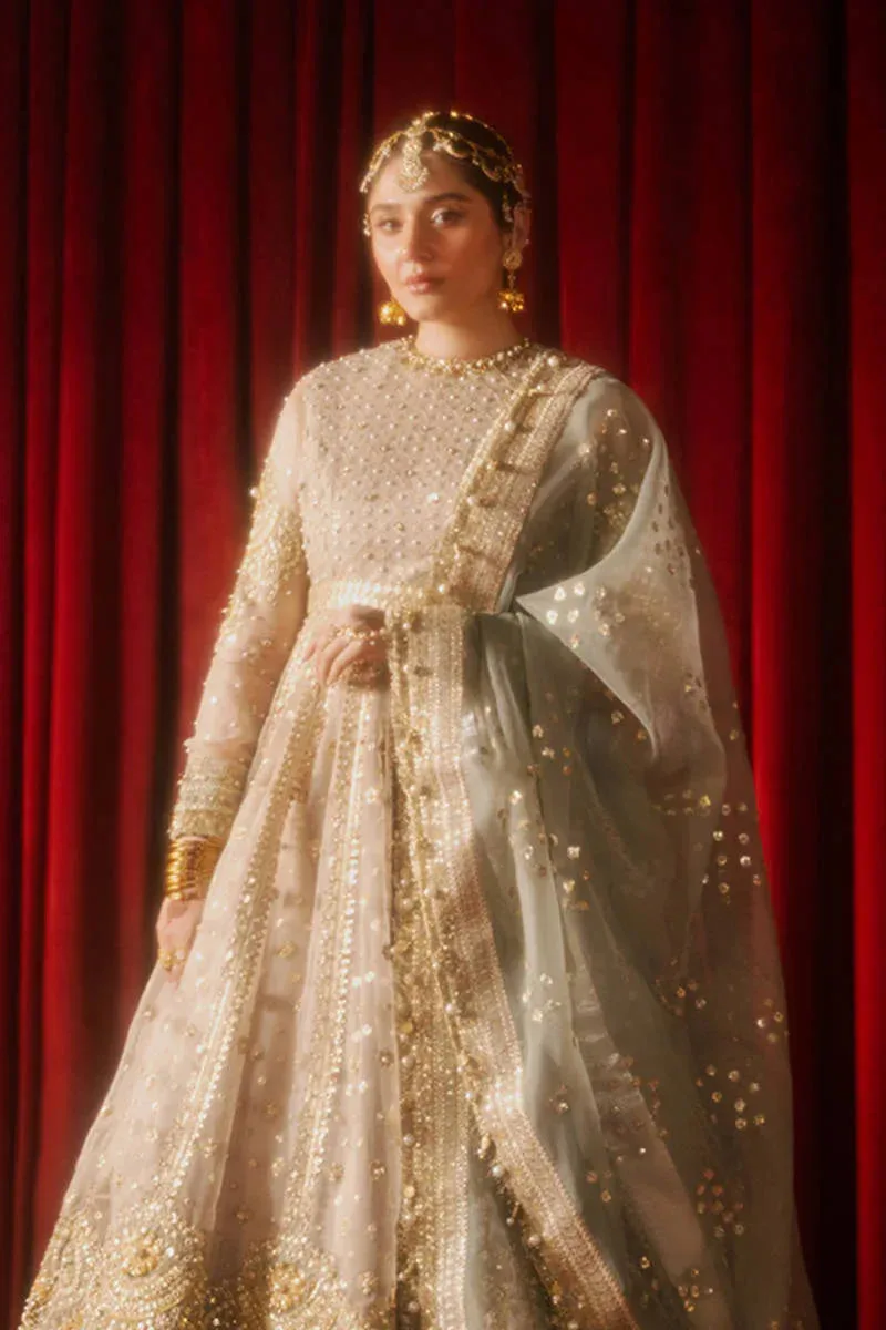 MNR Zarlish Festive Formals Beige Organza – view 4 – Poshaq