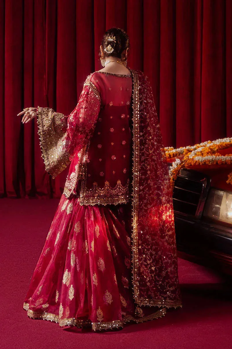 MNR Zarlish Festive Formals Red Organza – view 2 – Poshaq