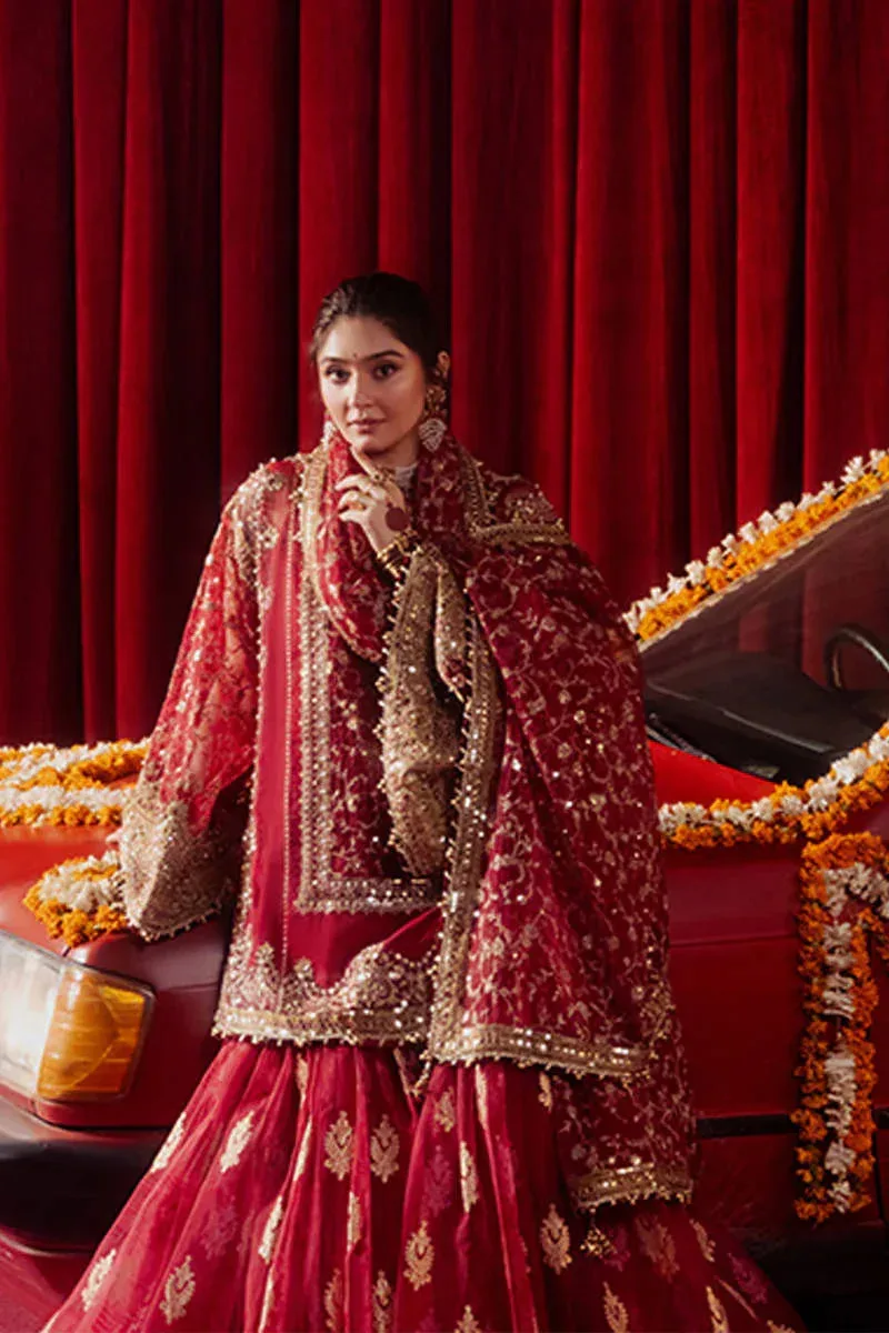 MNR Zarlish Festive Formals Red Organza – view 3 – Poshaq