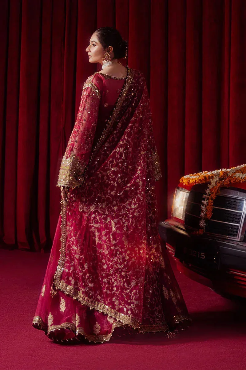 MNR Zarlish Festive Formals Red Organza – view 5 – Poshaq