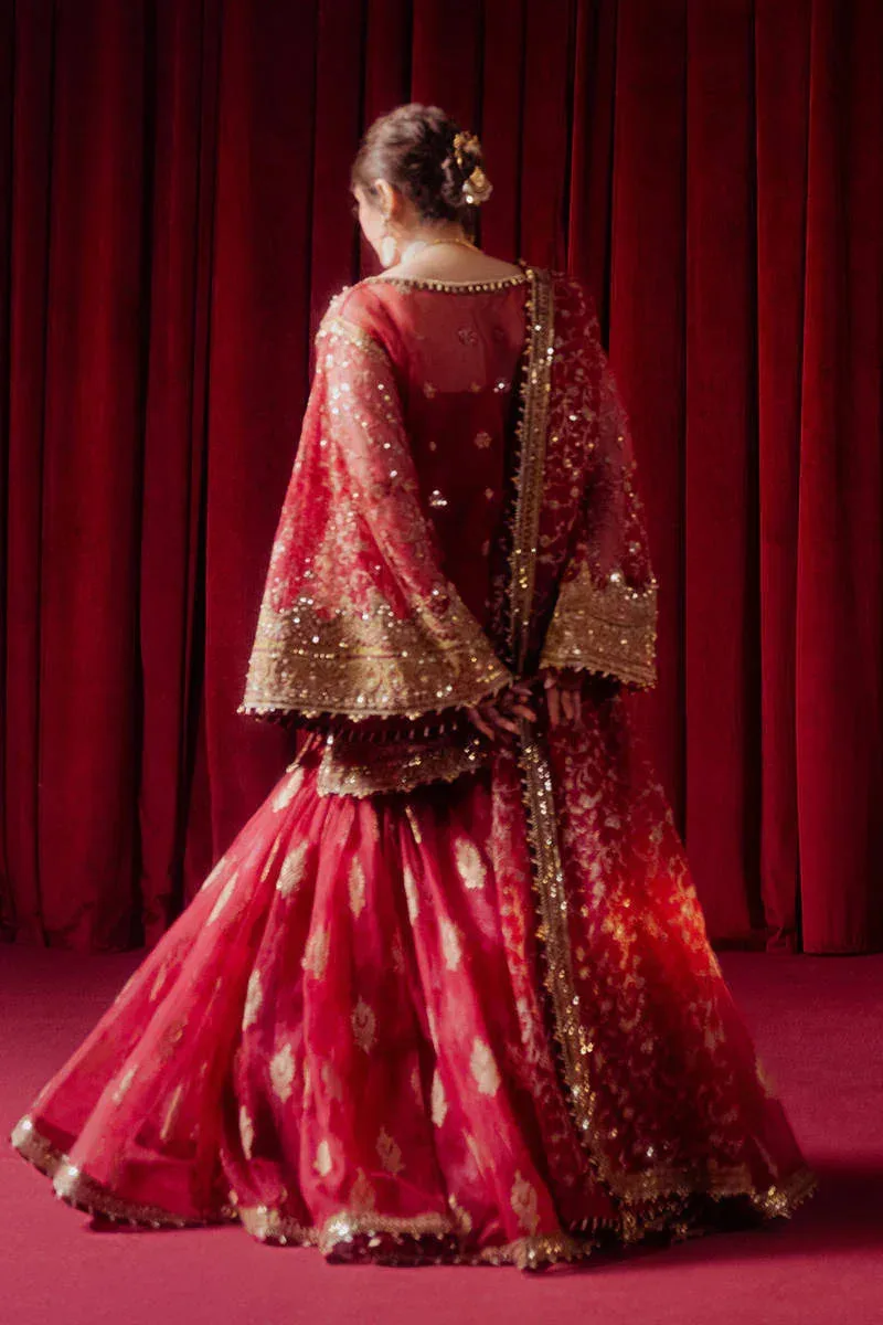 MNR Zarlish Festive Formals Red Organza – view 6 – Poshaq
