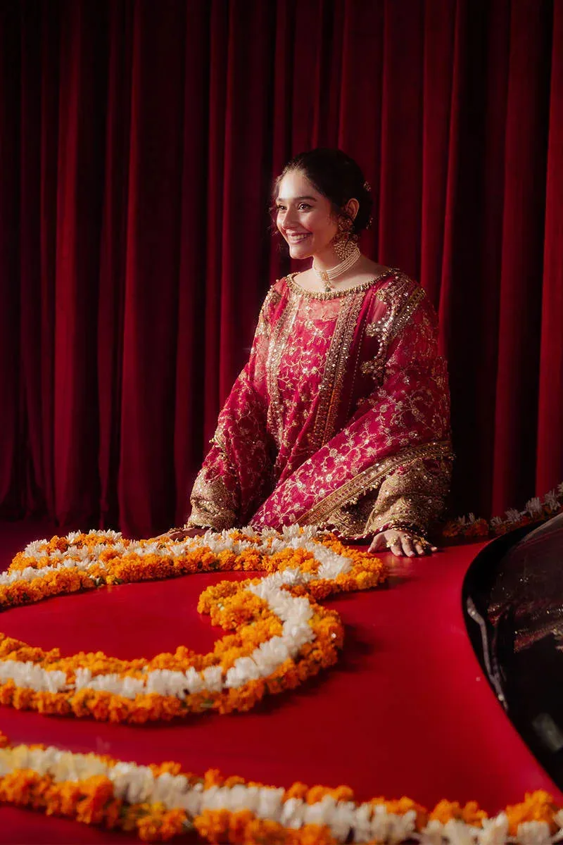 MNR Zarlish Festive Formals Red Organza – view 7 – Poshaq