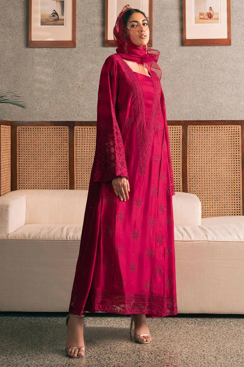 MNR Chaye Coffee Luxury Pret Red Raw Silk – view 1 – Poshaq