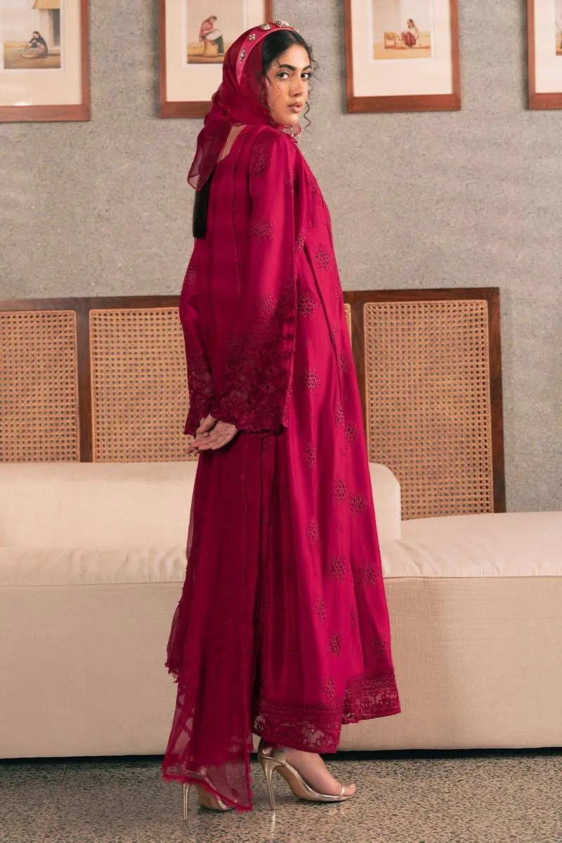MNR Chaye Coffee Luxury Pret Red Raw Silk – view 2 – Poshaq