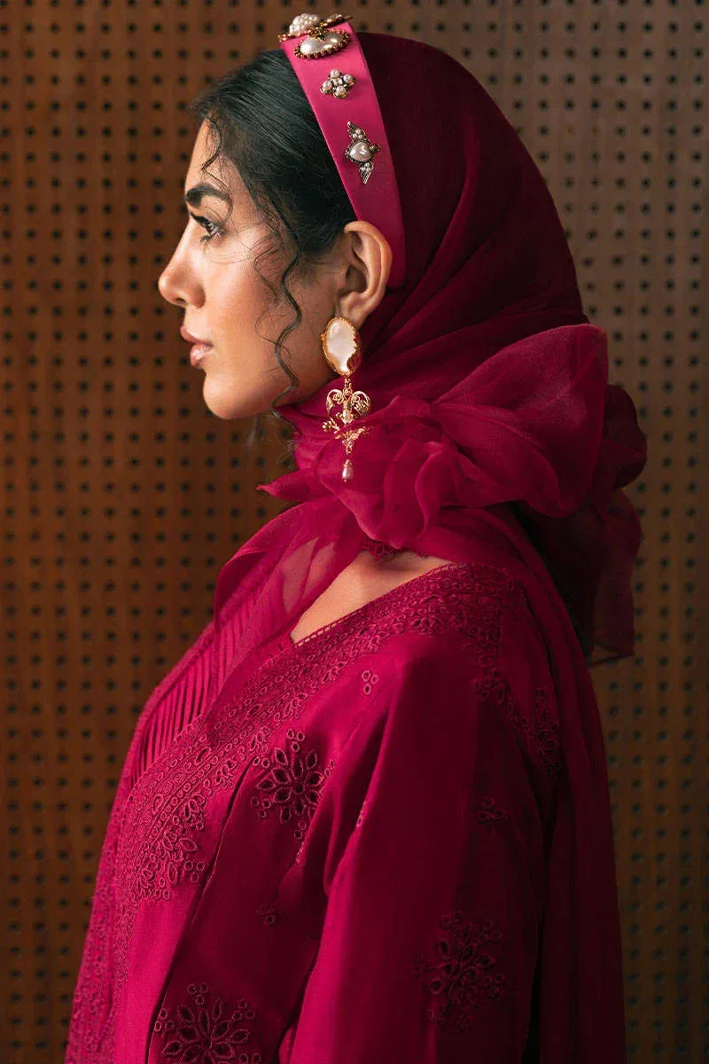 MNR Chaye Coffee Luxury Pret Red Raw Silk – view 4 – Poshaq