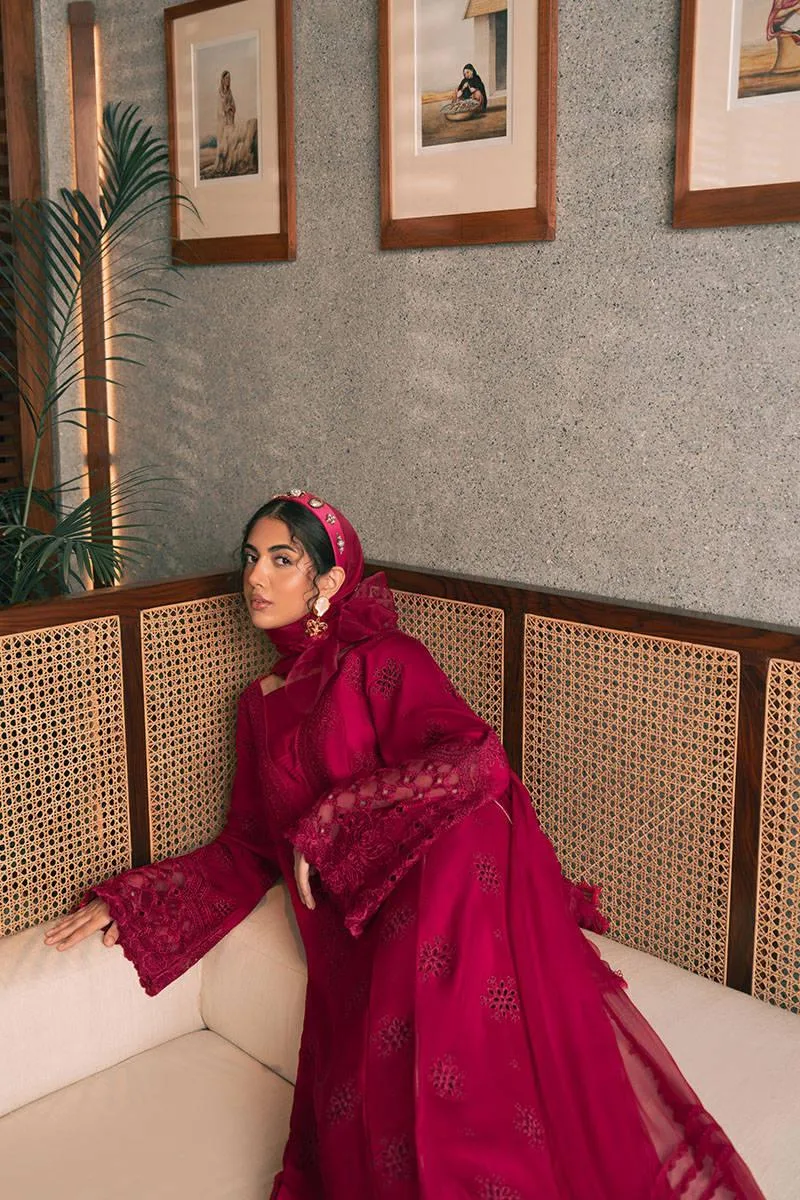 MNR Chaye Coffee Luxury Pret Red Raw Silk – view 5 – Poshaq