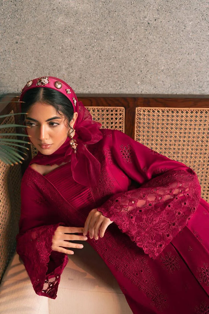 MNR Chaye Coffee Luxury Pret Red Raw Silk – view 6 – Poshaq