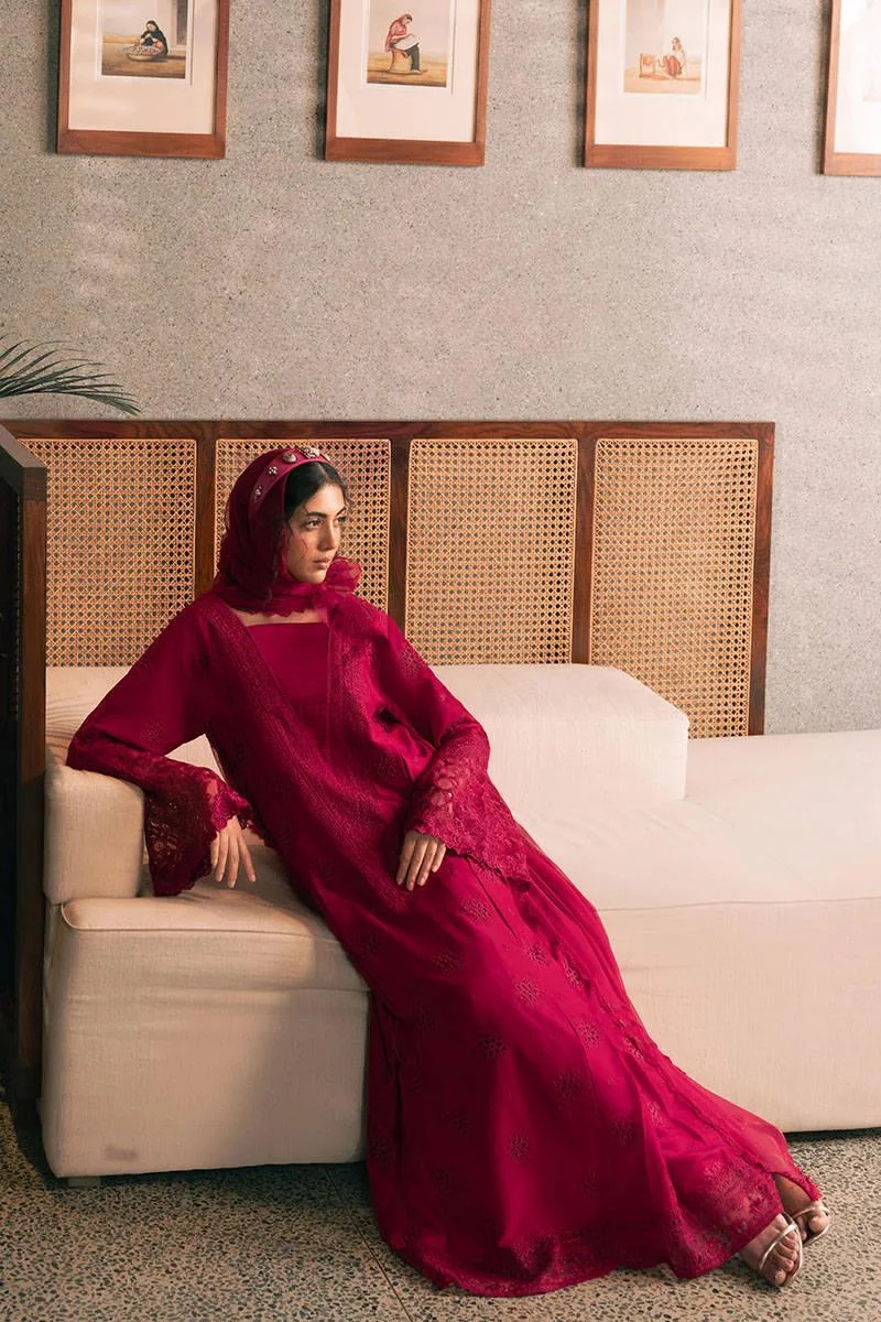 MNR Chaye Coffee Luxury Pret Red Raw Silk – view 7 – Poshaq