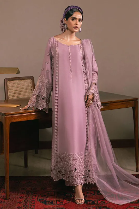 MNR Chaye Coffee Luxury Pret Lavender Raw Silk – view 1 – Poshaq