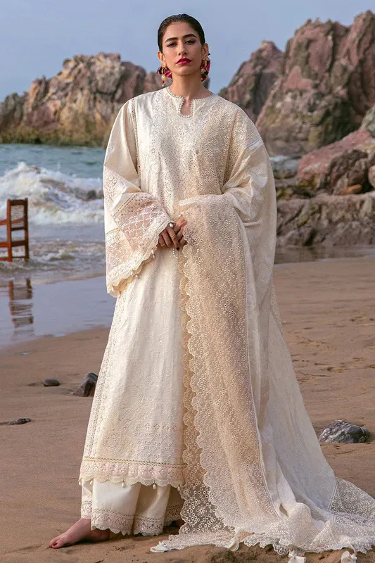 MNR Festive Lawn 24 Beige Organza – view 1 – Poshaq