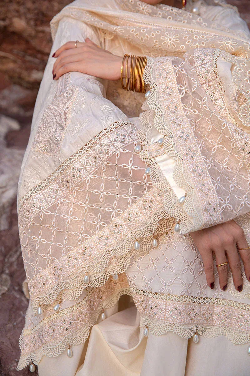 MNR Festive Lawn 24 Beige Organza – view 3 – Poshaq