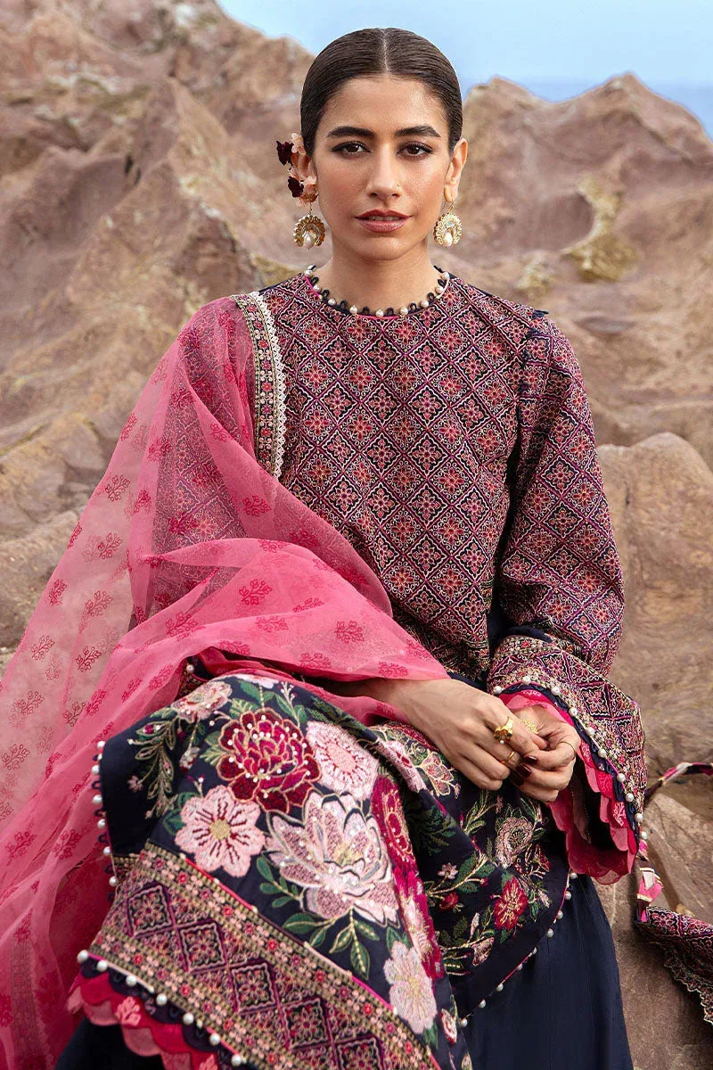 MNR Festive Lawn 24 Navy Blue Organza – view 8 – Poshaq