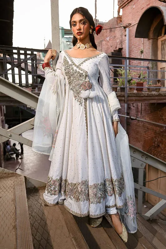 MNR Eid Festive 24 White Organza – view 1 – Poshaq