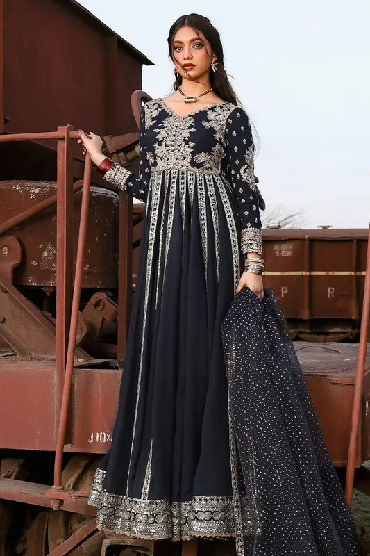 MNR Eid Festive 24 Black Organza – view 1 – Poshaq