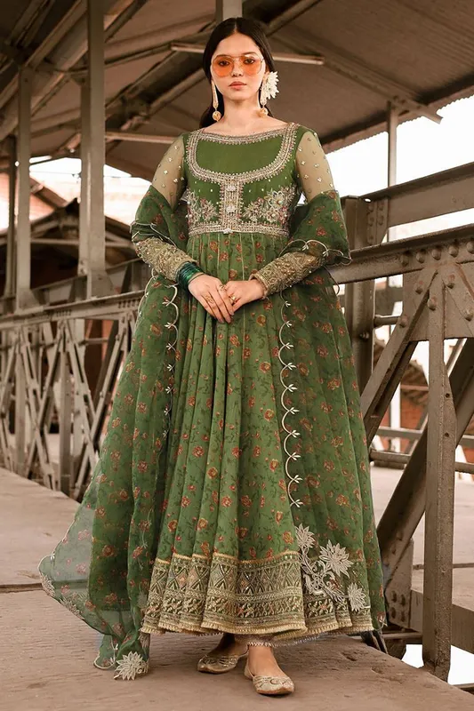 MNR Eid Festive 24 Yellow Organza – view 1 – Poshaq