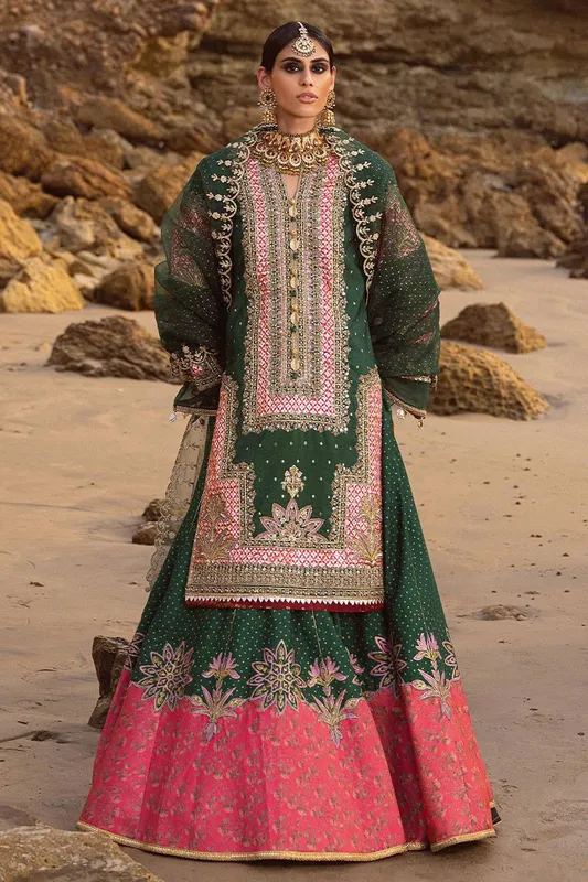 MNR Gehraiyaan Shaadi Collection Green Organza – view 1 – Poshaq